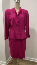 Christian Dior VTG Hot Pink Wool Blazer and Skirt Suit Sz 14