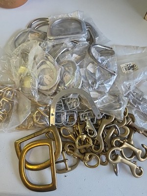 Huge Lot Saddlery Leather Craft Hardware Vintage Brass & Steel Snaps Buckles