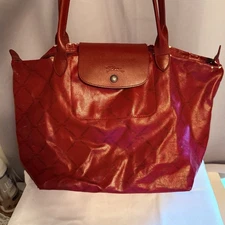 Longchamp Le Pliage Modele Depose Special Edition Red Maroon Jockey Pattern