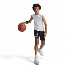 Under Armour Tech Logo Shorts Youth Size YL Black Gray 1383333 NWT