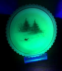 FENTON URANIUM CUSTARD GLASS MINI-PLATE WINTER SCENE