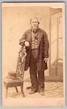 Antique CDV Circa 1860s Graham Bearded Man With Hat Pittsburg PA