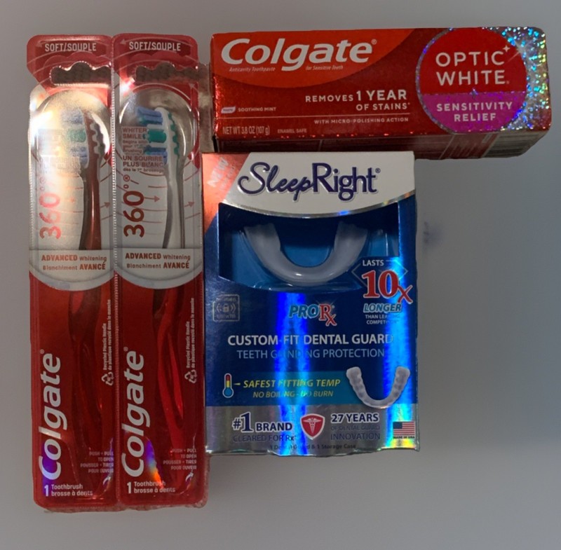 SleepRight ProRx Custom Fit Dental Guard + Colgate Optic White Toothpaste