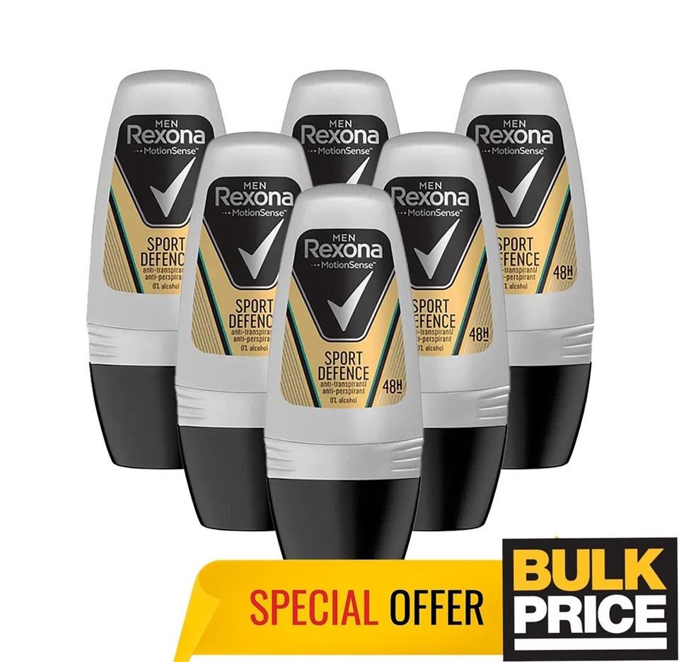 Rexona Men Sport Defence Roll-On Desodorante 48H Protección contra Olores de Sudor 50 ml Paquete de 6 Foto 2 de 4