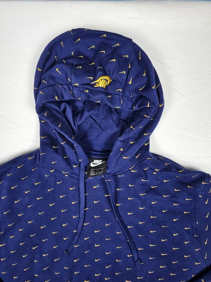 Nike Pullover Sudadera con Capucha Para Hombres XL Azul Estampado Completo AOP Metálico Dorado Swoosh CJ5405 Foto 4 de 4