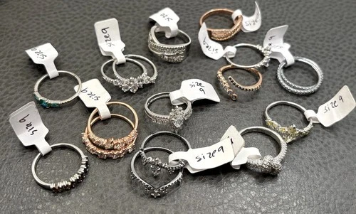 Lot Of Bomb Party Rings Cocktail Statement Crystal Silver / Rose / Gold Tone image 7