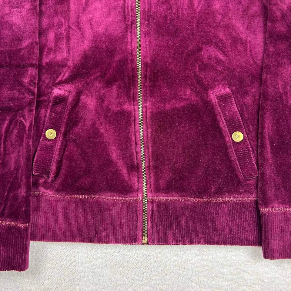 VTG Style & Co Women's Soft Velour Burgundy Zip Up Track Jacket Hoodie Size S - Image 2 of 4