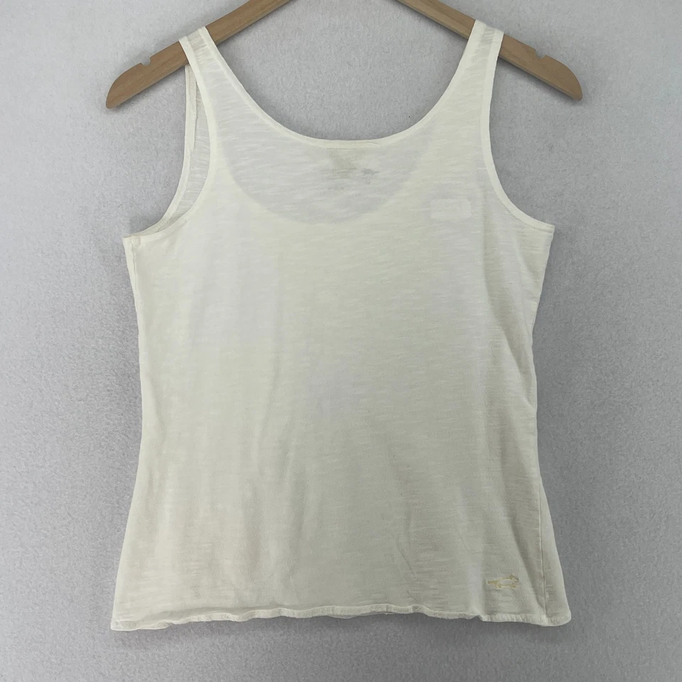 HORNY TOAD 背心上衣女式 S 有机棉粗纺球衣刺绣白色 — 第 2/4 张图片