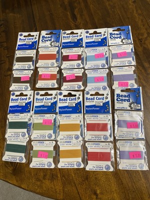 MIXED LOT (20) NYLON POWER SILKY THREAD 0.7mm STRING PEARLS & BEADS GRIFFIN SZ 6