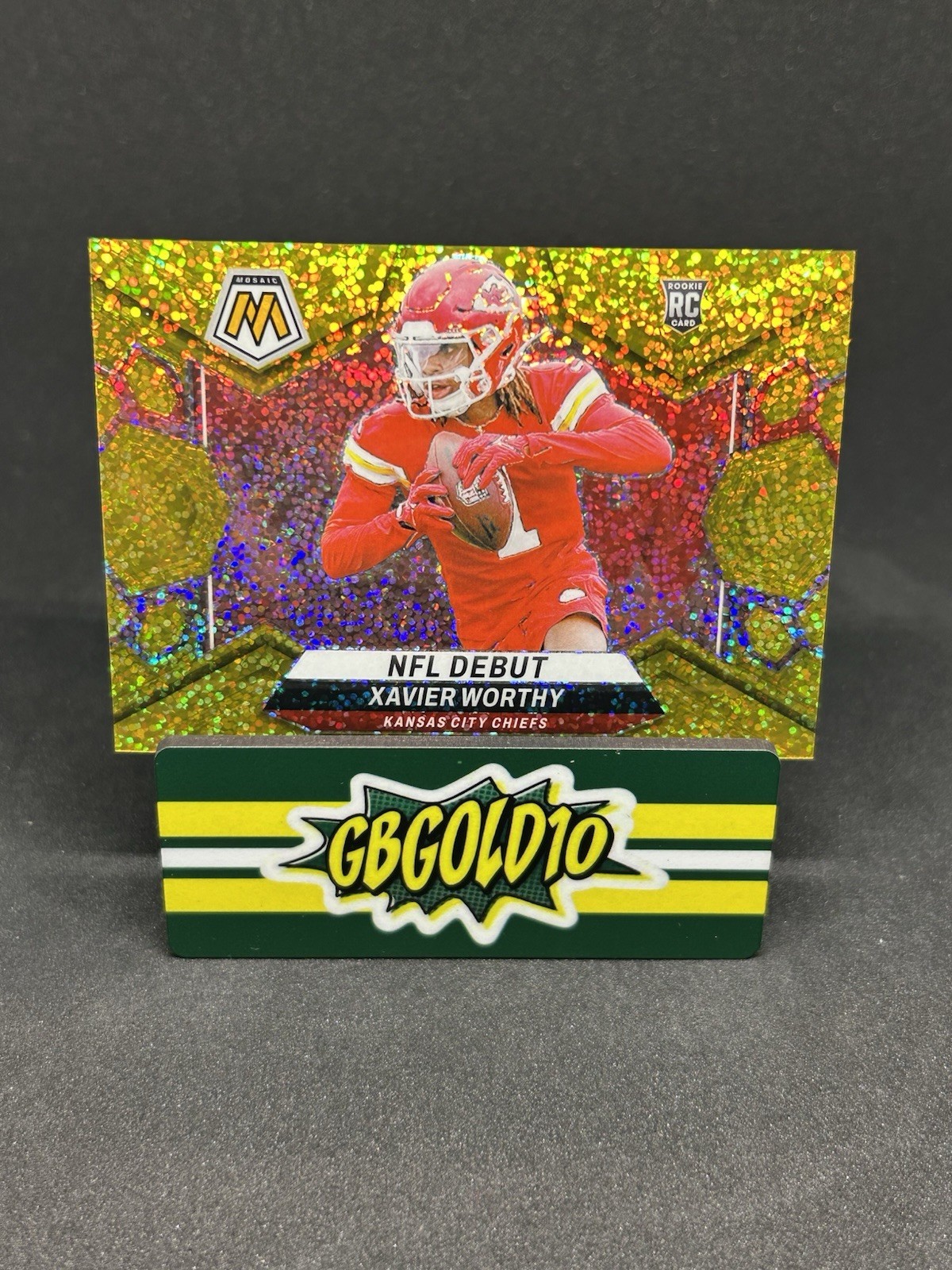 2024 Mosaic Xavier Worthy NFL Debut GOLD SPARKLE SSP /24 Rookie Chiefs RC