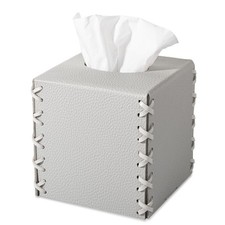 Tissue Box Cover PU Leather Tissue Holder Square Decorative Home Decor Cube B...