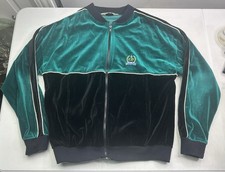 Vintage Christian Dior Velour Gym Track Jacket Large Green Rare Full Zip 90s