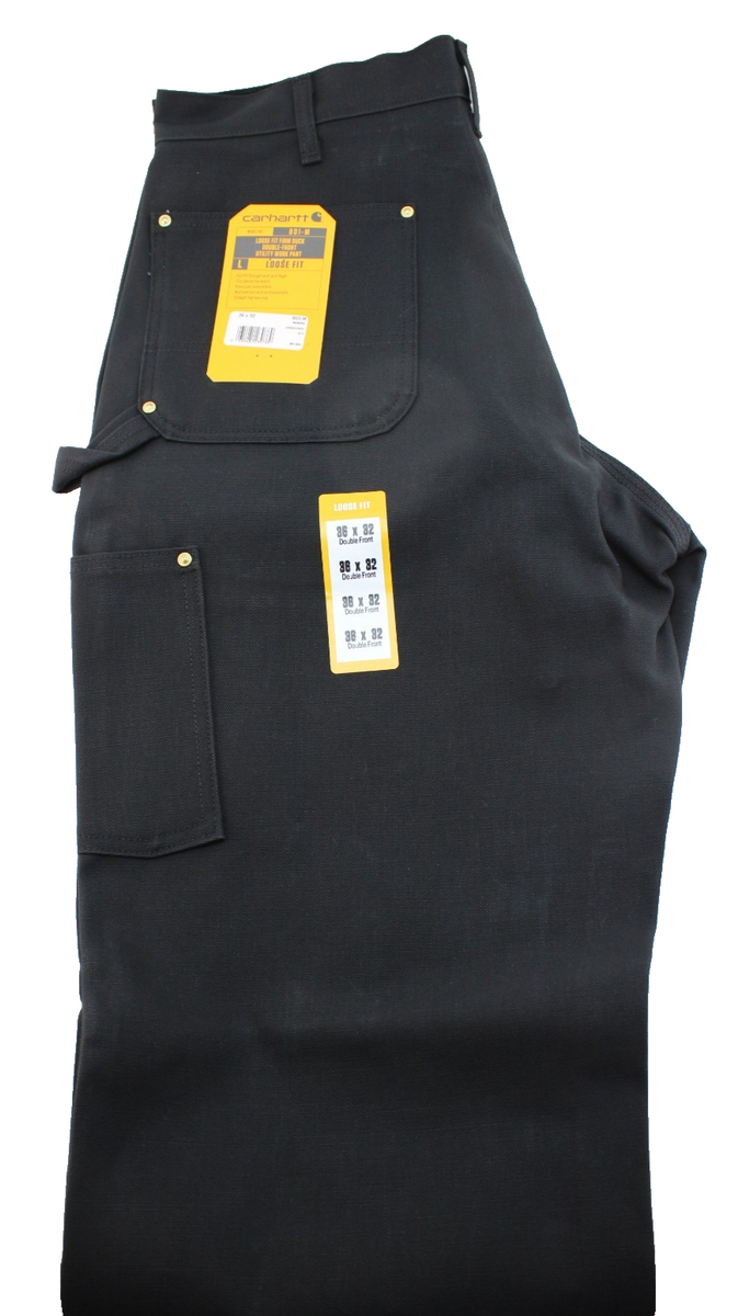 Carhart DOUBLE KNEE PANT LOOSE FIT 34×32 NWT CARHARTT Men's 36 x 32 Loose Fit Double Knee Black Firm Duck