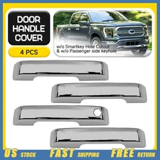 For 2021-24 Ford F150 Chrome 4 Door Handle levers Covers Trim Bezel W/O Smartkey