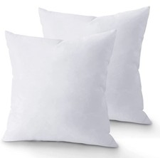 QUBA LINEN 18 x 18 Throw Pillow Insert - Pack of 2 White, Down Alternative Pi...