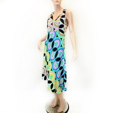 Anthropologie Avant Garde Psychedelic print lined viscose midi dress size 4
