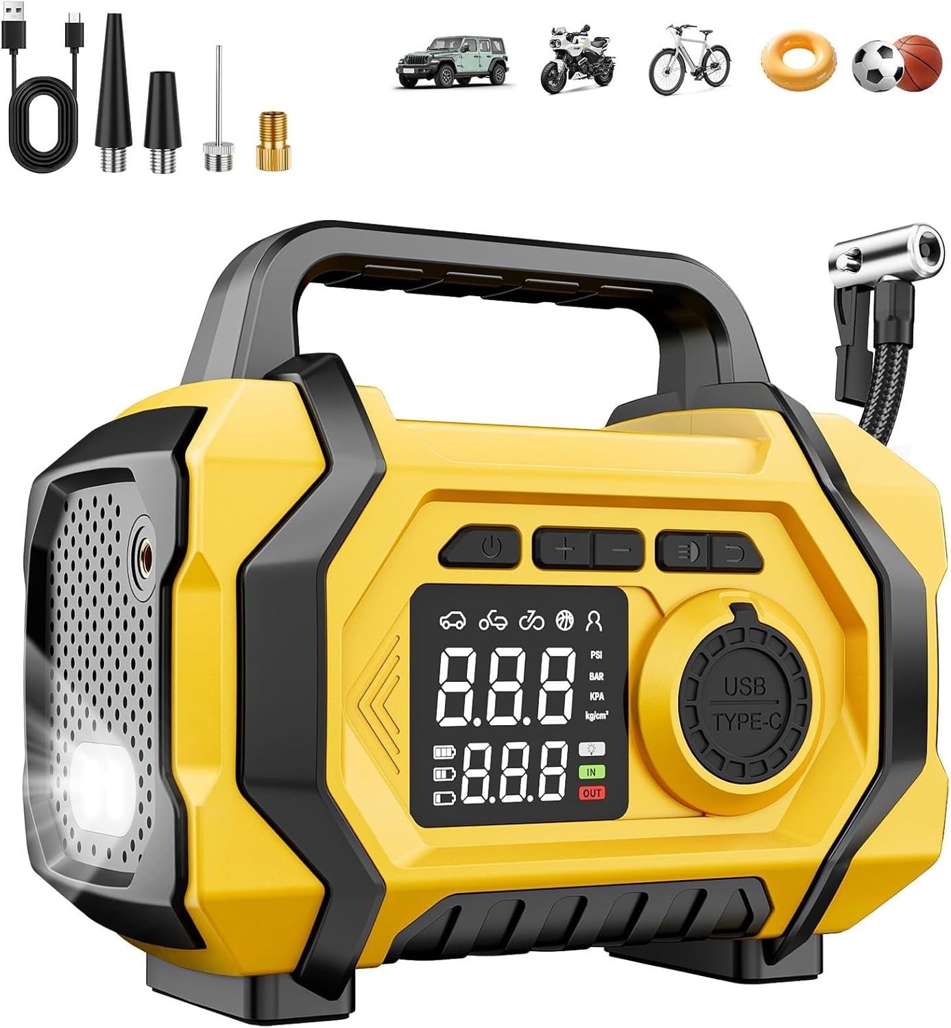 Tire Inflator Portable Air Compressor, 6X Fast 150PSI Air Pump for Car Tires, Co