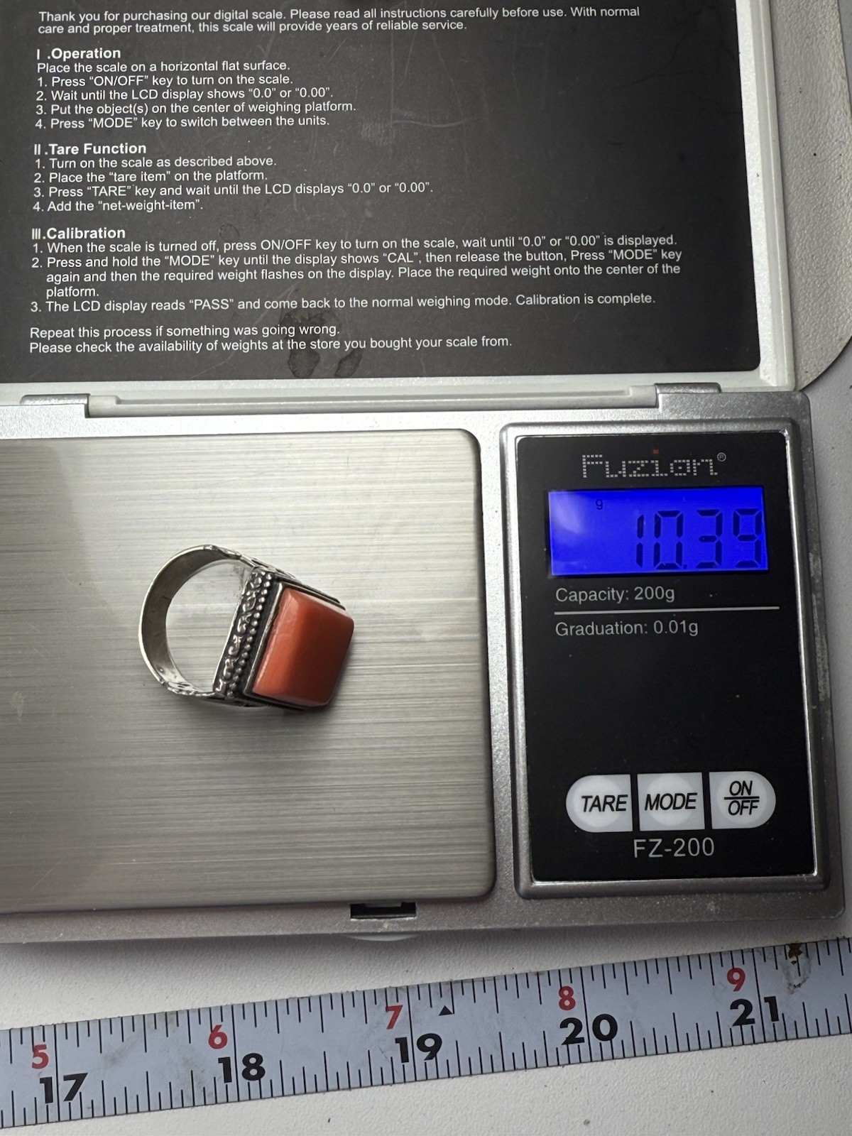 OTT Sterling Silver Ring Rectangle Orange Gemston… - image 9