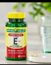 Pack 2 Spring Valley Extra Strength Vitamin E D-Alpha Softgels, 670 mg, 60 Count