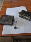 2 CIVIL WAR ERA SOLDIERS  SHOT FLASKS THREADED CAP , 1/4 FULL OF SHOT