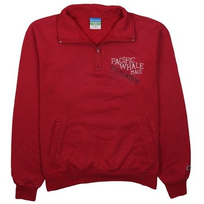 Champion Herren rot 1/4 Reißverschluss Fleece Sweatshirt Pacific Whale Foundation M