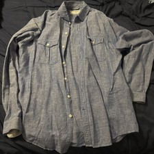 EXPRESS Collared/Button Down Mens Shirt Large Blue Heathered L