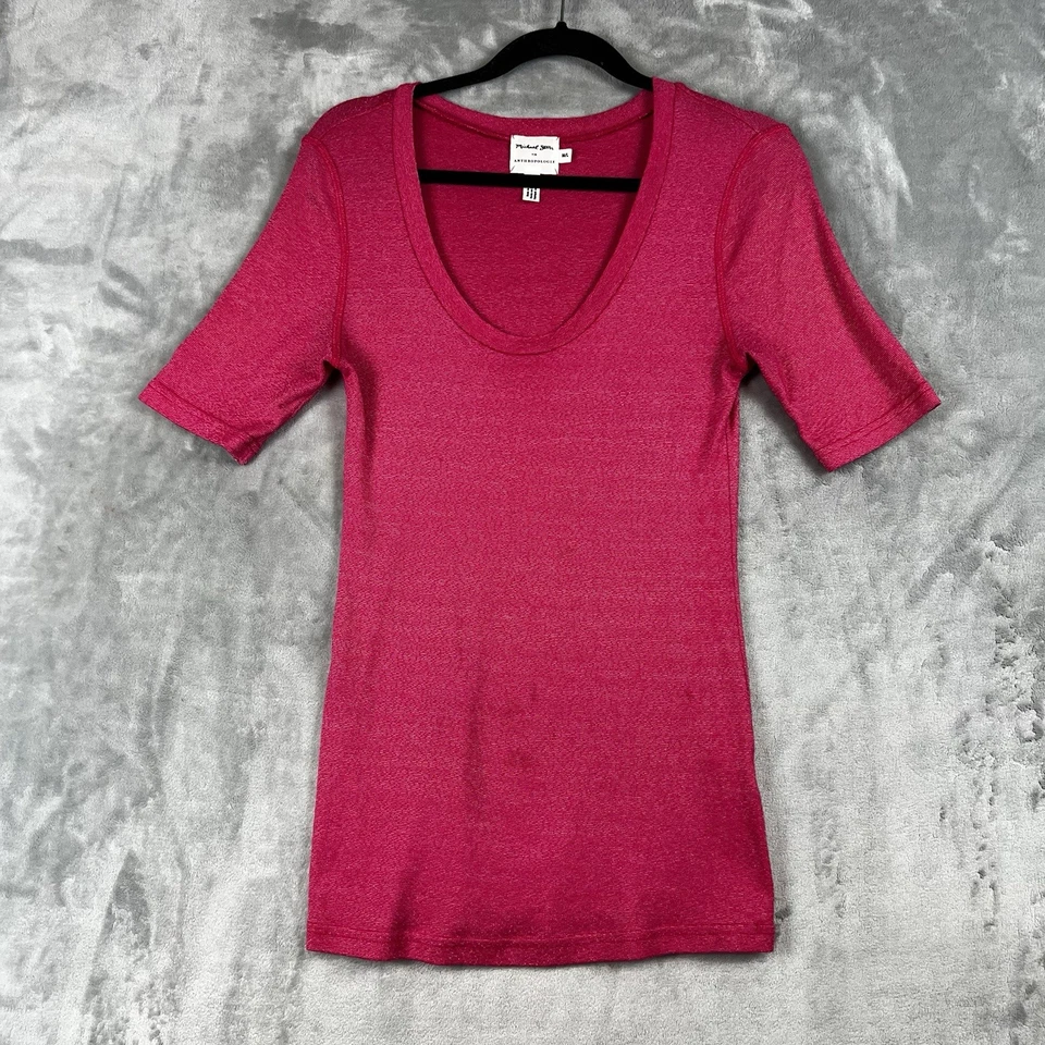 Top Michael Stars Mujer Anthropologie Talla Mediana Rosa Pullover Elastizado Informal Foto 2 de 4