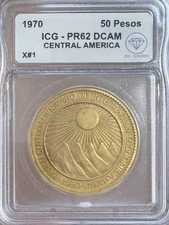 1970 Central America Gold 50 Peso ICG PR-62 DCAM IDC Verified