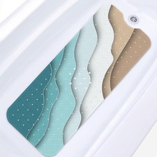 40x16 inch Non-Slip Blue Abstract Beach Bath Mat for Tub with Suction Cups