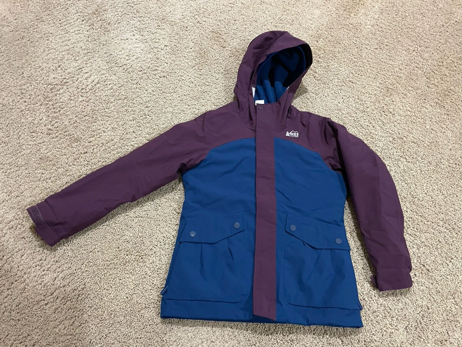 Girls REI CO-OP Peak Fleece Lined Insulated Nylon Winter Jacket Blur Purple S 8