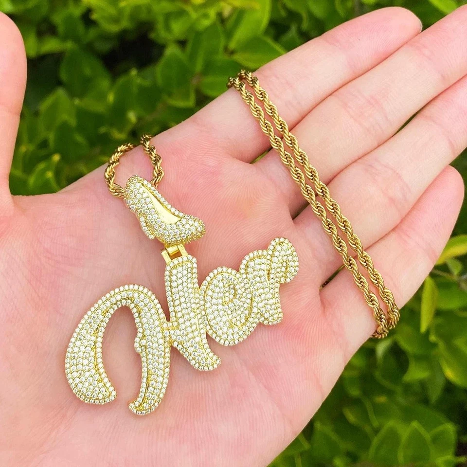 Ella | VVS Diamante Circonita cúbica Cristal Zapatilla Helado Deslumbrante Colgante Cadena Collar Foto 3 de 4