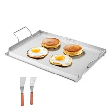 Wide 23x16in Stainless Steel Griddle for Grilling and Frying