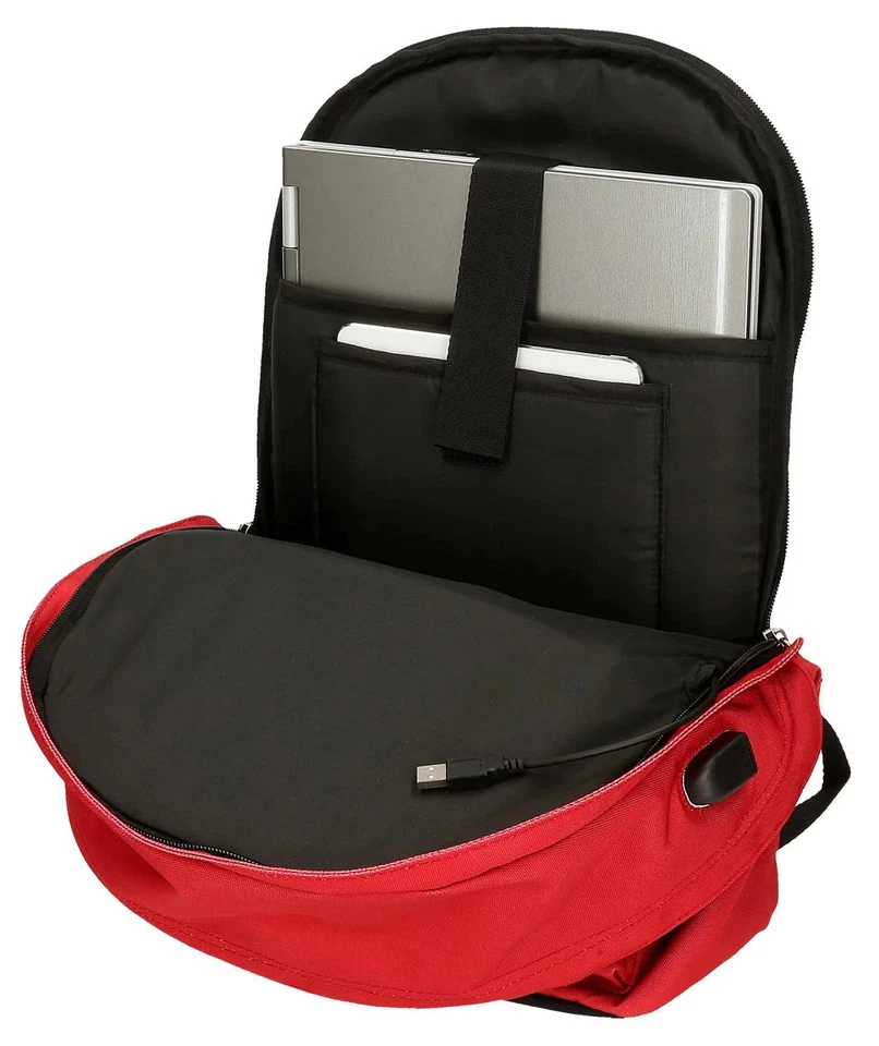 Mochila Pepe Jeans 63324A5 Casual Masculina Têxtil Vermelha/Azul - Imagem 2 de 4