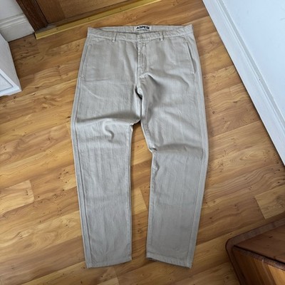 Alberto Aspesi Cotton Chino Trouser Herringbone Pattern Beige Size 54