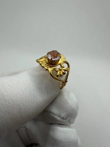 Vintage USSR Soviet Era Gold Tone Ring Fashion Jewelry 8.5 size #4
