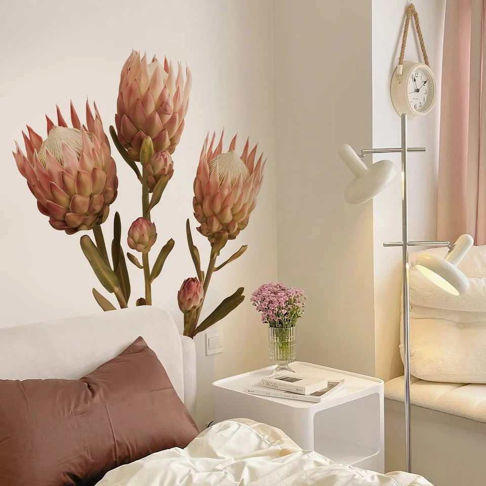 Large Pink Floral Wall Decals 59.1"x49.2" Peel and Stick Vintage 3D Boho Decor - Image 3 of 4