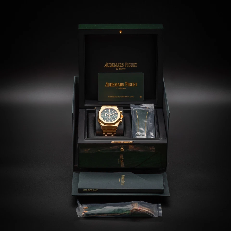 Audemars Piguet Royal Oak Cronógrafo Oro Amarillo Esfera Verde 26331BA Juego Completo Foto 2 de 4