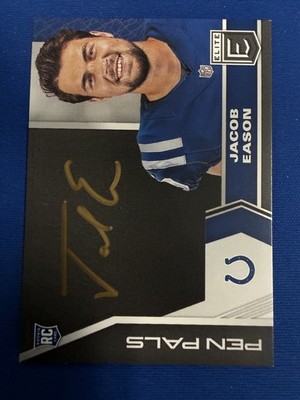 Jacob Eason 2020 Panini Donruss Elite - Pen Pals #PP14 Black Gold Ink Auto (RC)