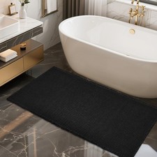 ZALL Waffle Bath Mat Black Super Absorbent 24 x 48 inches Rectangular ,