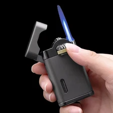 Ultra Thin Metal Gear Linkage Cigarette Lighter Butane Gas Torch Visible Window
