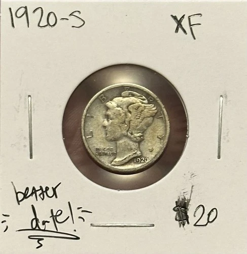 1920-S Mercury Dime XF Better Date