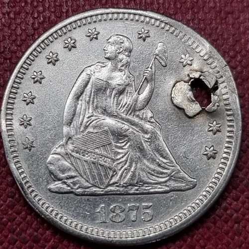 1875 Seated Liberty Quarter 25c AU - UNC Uncirculated Details #100230