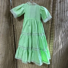 Vintage Girl Or Doll Dress Prairie Green 3 Tier READ description