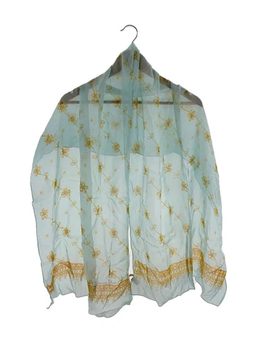 Foulard Christian Dior en soie bleu femme légèrement rayé et souillé