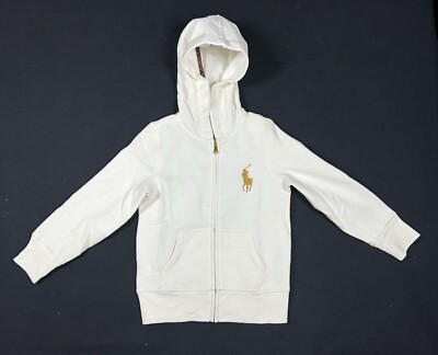 Polo Ralph Lauren Girls White Ivory Gold Fleece Lined Sz Full Zip