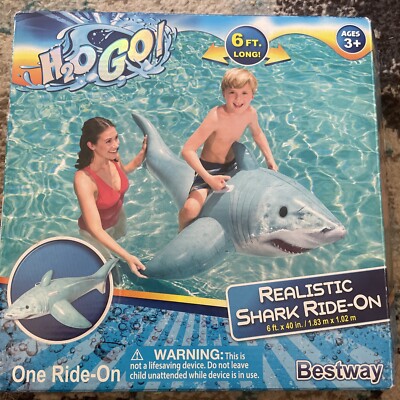 H2O Go! Bestway Realistic Shark Pool Float - Inflatable 6  Ride On - New