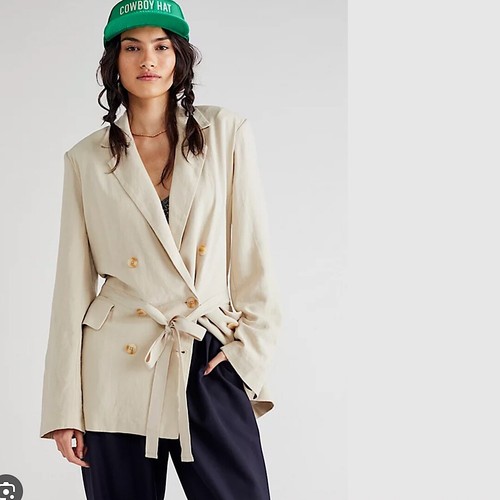 FREE PEOPLE OLIVIA BLAZER in Kieseljacke zweireihig groß L neu mit Etikett - Bild 3 von 6
