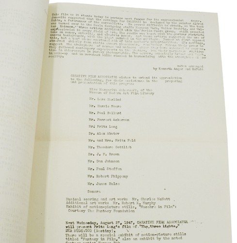 Creative Film Associates Programm Das Cabinet der Dr Caligari KENNETH ANGER 1947 - Bild 2 von 3
