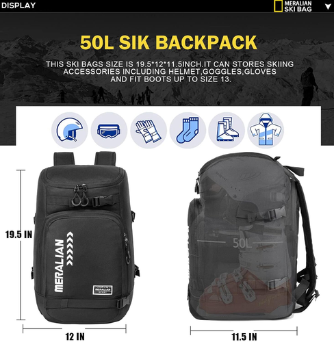 Hamish Ski Boot Bag,50L Waterproof Ski Boots Bag Backpack,Snowboard