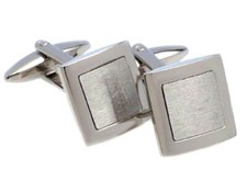Edle Manschettenkn&ouml;pfe quadratisch silberfarben matt-gl&auml;nzend MK0107 az+ Box